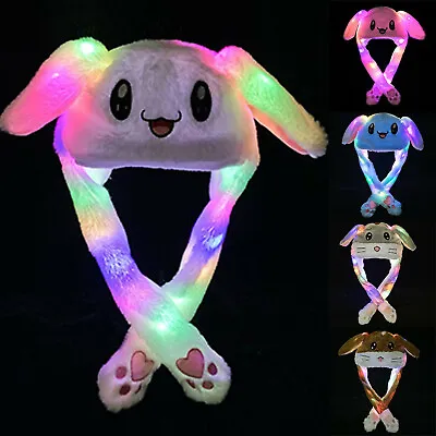 $14.99 • Buy Bunny Hat Light Up Cute Plush Rabbit Hat Moving Ears With Colorful LED Light