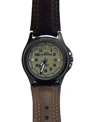 Timex Expedition Metal Field Brown Leather Strap Wrist Watch Base Metal Bezel W9 • $54.99