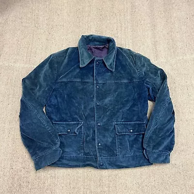 Vintage Corduroy Jacket Mens Medium Blue 1960s Trucker Work Wear • $129.99