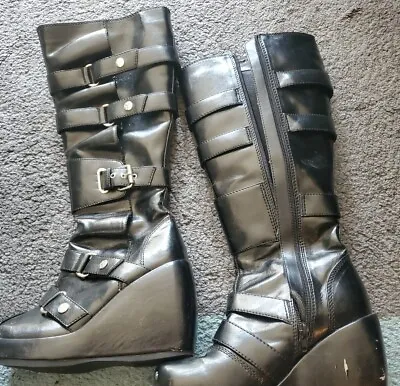 $49.99 • Buy NaNa Combat Wedge  Boots Man Made Material Size 8. GREAT SHAPE PreOwned 