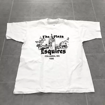 Vintage White Short Sleeve Crew Graphic Plaza Esquires T-shirt Adult Size M • $23