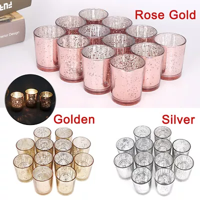 £11.59 • Buy 12/24pcs Mercury Vintage Glass Tea Light Candle Holder Votive Wedding Home Decor