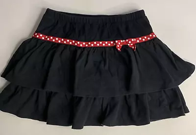 Gymboree Skort Skirt Girls 5 Black 2 Tier Ruffle Red Polka Dot Trim 100% Cotton • $4.42