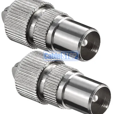 2 X MALE COAX PLUG TV AERIAL CONNECTOR COAXIAL ADAPTER • £2.65