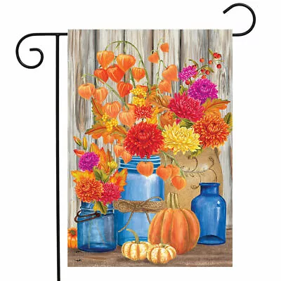 Fall Mason Jars Flower Pumpkin Thanksgiving Floral Mini Window Garden Yard Flag • $8.97