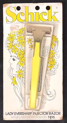 Vintage 1972 Yellow Schick Lady Eversharp Injector Razor W/2 Chromium Blades NOS • $34.95