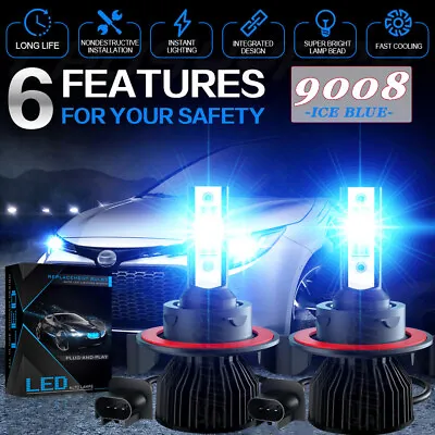 2X H13 9008 LED Headlight Super Bright Bulbs Kit 420000LM Blue Hi-Lo Beam 8000K • $17.77