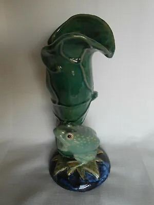 Vintage Majolica Lucky Bamboo FROG Planter Vase 12  • $34