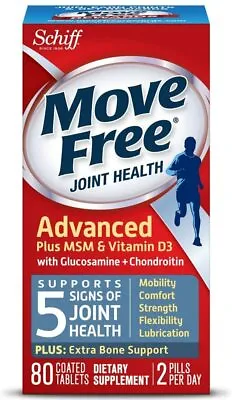 New Move Free Advanced Plus MSM And Vitamin D3 80 Tablets - Joint Health Supple • $23.97