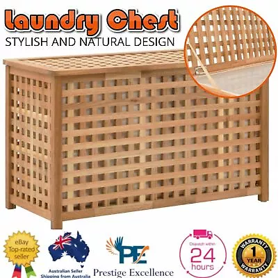 Laundry Chest Wooden Storage Vidaxl Solid Walnut Wood Dirty Clothes Washing Box • $148.27