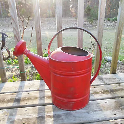 Vintage Galvanized Wheeling Watering Can #10 Painted Red • $42.50