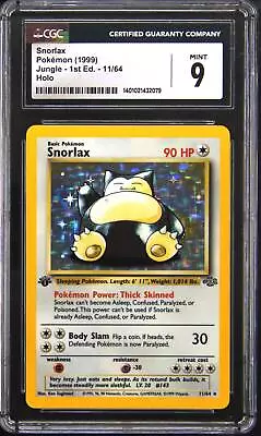 1999 Pokemon Jungle 11 Snorlax 1st Edition Holo Rare Pokemon TCG Card CGC 9 • $499