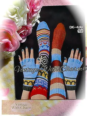 Vintage Knitting Pattern Socks In 2 Styles & 1 Style Fingerless Gloves! • £3.69