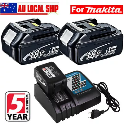 $52.89 • Buy 2X For Makita 18V Li-Ion Tool Battery/Charger BL1860 B 6.0Ah LXT BL1850B BL1830B