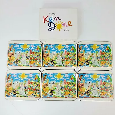 Australia Coasters By Ken Done. Set Of 6 In Box. Kangaroo Koala Parrot Sun • £12.54