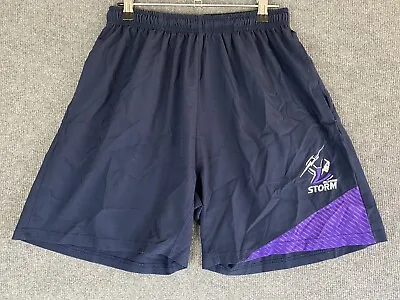 £33 • Buy Vintage Melbourne Storm Shorts Mens Medium Blue NRL Rugby Drawstring 2004 Adult
