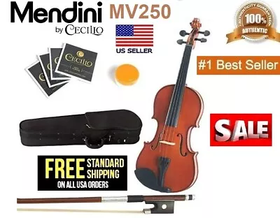 Mendini 14-Inch MA250 Varnish Solid Wood Viola Case Bow Rosin Bridge Strings • $69.95