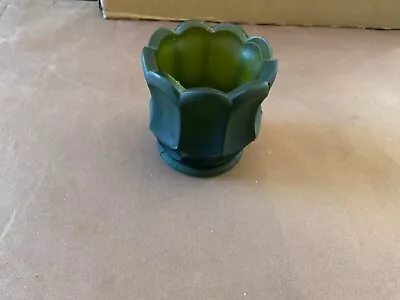 Candle Tea Light Votive Holder Dark Green Petal Vintage • $6