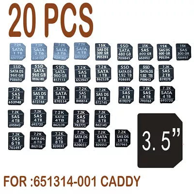 20PCS 651314-001 Tray Caddy Adhesive Stickers Labels FOR HP G8G9 3.5HDD Stickers • $7.99