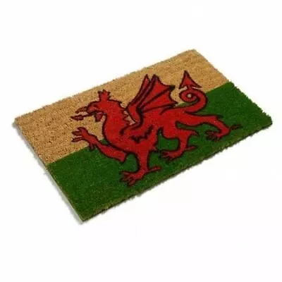 Coir Jvl Welsh Red Dragon Printed Door Mat Novelty Wales Entrance Non Slip • £10.99