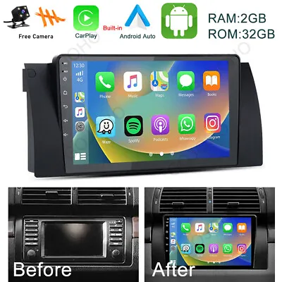 9'' Android 12 Car Stereo Radio Carplay GPS NAVI MP5 Wifi BT For BMW E39 E53 X5 • $119.99