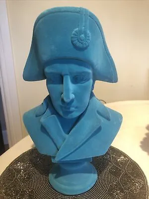 Blue Flock Napoleon Bust 30.3cm Tall Freestanding Ornament Sculpture • £8.99