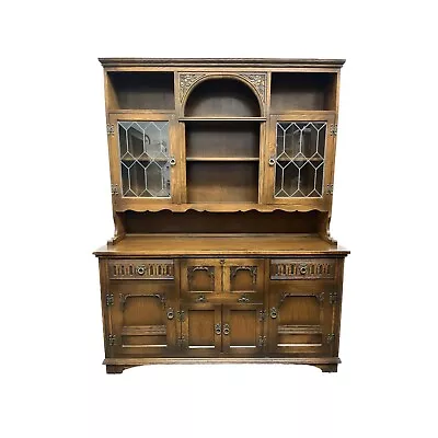 Vintage Antique Old Charm Welsh Dresser Drinks Cabinet With Glass Display Doors • £695