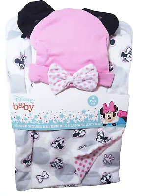 Disney Baby Minnie Mouse Reversible Blanket Hat Set 2pc NEW • $14.87