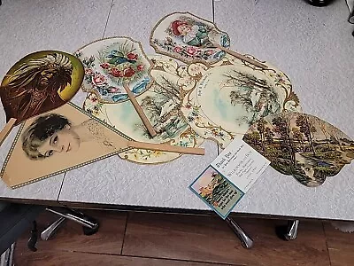 Vintage Lot Of 1900's Up Advertising Hand Fans Ink Blot Printed Paper Doilie  • $9.50