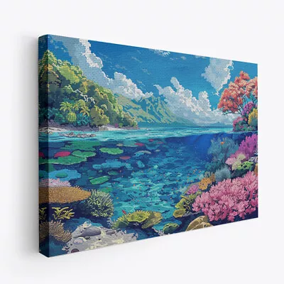 Beautiful Great Barrier Reef Design 1 Horizontal Canvas Wall Art Prints Pictures • $58.99