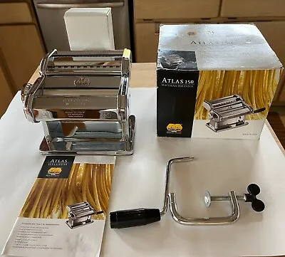 $42 • Buy Marcato Atlas 150 Deluxe Pasta Noodle Maker Machine Hand Crank & Clamp W/Box
