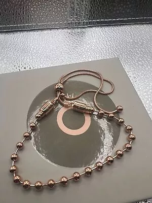 PANDORA ROSE GOLD STRING OF BEADS SLIDER BRACELET Size 16-19cm • £9.95