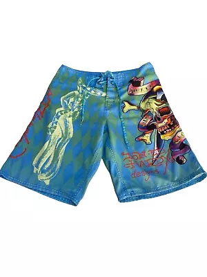Preowned Ed Hardy Surf To Die Bathing Suit Size 32 • $45