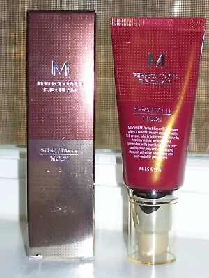 NEW In Box M Missha Perfect Cover B.B. Cream Shade #21 Light Beige SPF 42 • $15