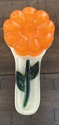 Vintage Spoon Rest Lucite Flower Orange Green 1970s Flower Power • $42