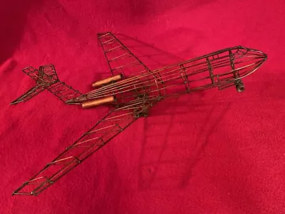 Vintage Airplane Metal Wire Sculpture Handcrafted • $199