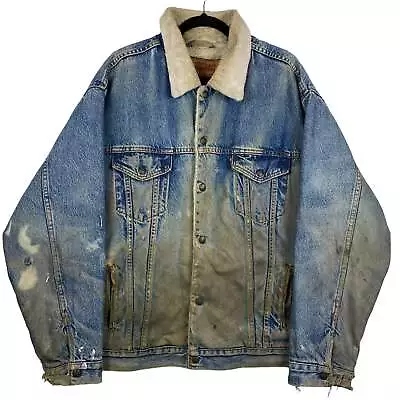 Vintage Levis 90's Blue Heavy Insulated USA Made Heavy Denim Jacket Size XL • $79