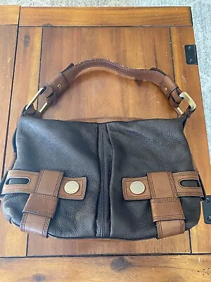 Michael Kors Brown And Luggage Handbag Used Soft Leather Gold Hardware • $35