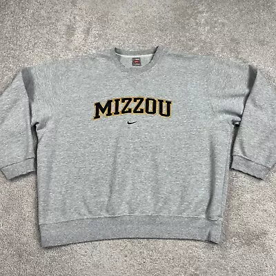 Mizzou Missouri Tigers Sweatshirt Nike Team Mens 2XL Center Swoosh Gray Crewneck • $39.95