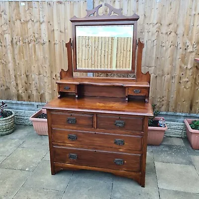 £100 • Buy Antique Edwardian Satin Wood Chest Of Drawers With Mirror