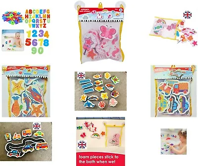 £4.98 • Buy Baby Bath Toys Fun Safe Foam Shape Stickers With Storage Net Toddler- Xmas Gift