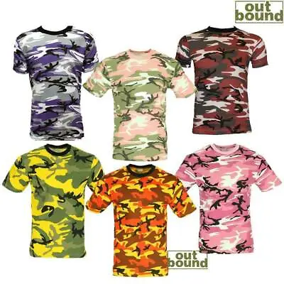 US Army Combat T Shirt Military Style Short Red Orange Yellow Pink Purple Camo • £8.49