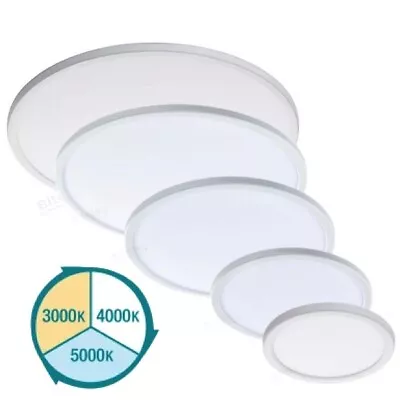 MARTEC FINO WHITE SLIM 25mm FLUSH TRI COLOUR LED CEILING OYSTER LIGHT THIN FLAT • $59