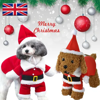 £8.49 • Buy Dog Cat Xmas Costume Pet Puppy Christmas Santa Claus Cape Coat Hat Outfit UK
