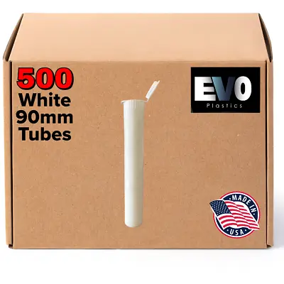 90mm Pre-Roll Tubes 500 White Pop Top Joints BPA-Free Pre-Roll Vials - US • $77.98