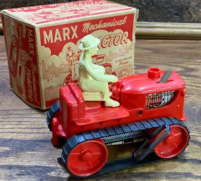 Vintage NOS Marx Mechanical Farm Tractor In Original Box ~ Antique Key Wind Toy • $99.99