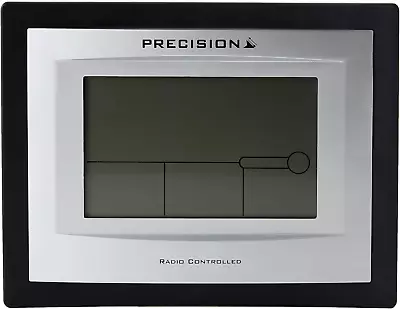 PRECISION Silver LCD Radio Controlled Alarm Clock Black • £20.09