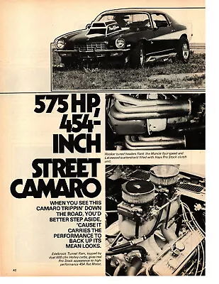 1973 Camaro Phase Iii 454/575-hp Zlx  Motion Performance ~ 3-page Article / Ad • $11.95