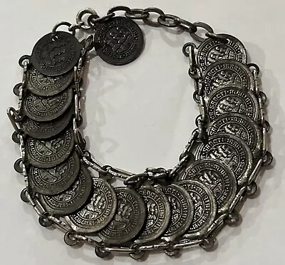 Vintage 1950's Italy Republica Sancti Marini Libertas Coin Bracelet • $40