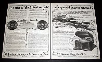 1912 Old Magazine Print Ad Columbia Phonographs Double Disc Records Fit Any! • $14.99